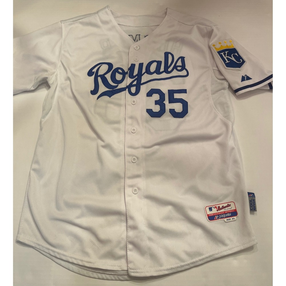 Majestic Kids Kansas City Royals Eric Hosmer 35 Jersey White XL Cool Base